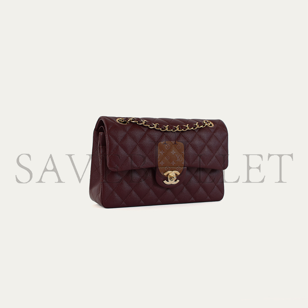 CHANEL MEDIUM FLAP BAG BURGUNDY (23*14.5*6cm)